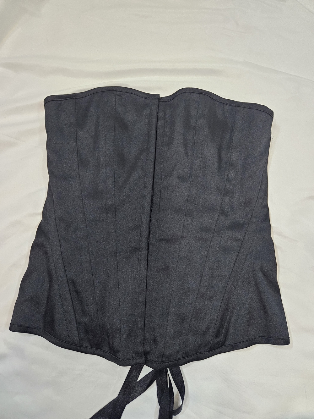 Flounce Black Corset Top with Red Interior